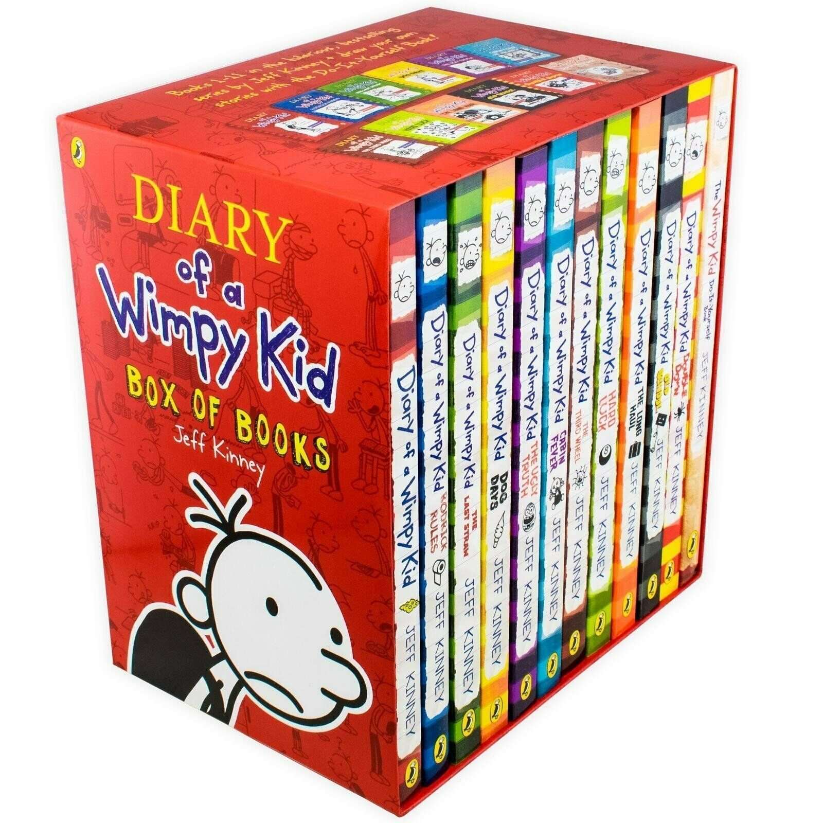 Diary of a Wimpy Kid 12-Book Set by Jeff Kinney | Includes Rodrick Rules, Dog Days, The Long Haul & More | Fun Humor Fiction for Kids & Young Readers